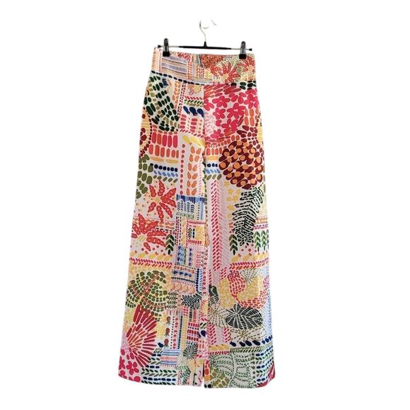 ANI Tropical 2 Piece Set Ruffle Crop Top & High Waist Wide Leg Pants Resortwear - Picture 4 of 15